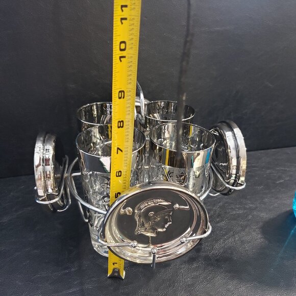 Retro Kimiko Guardian silver " Coat of Arms " Caddy with Glasses and Coasters - Picture 11 of 12